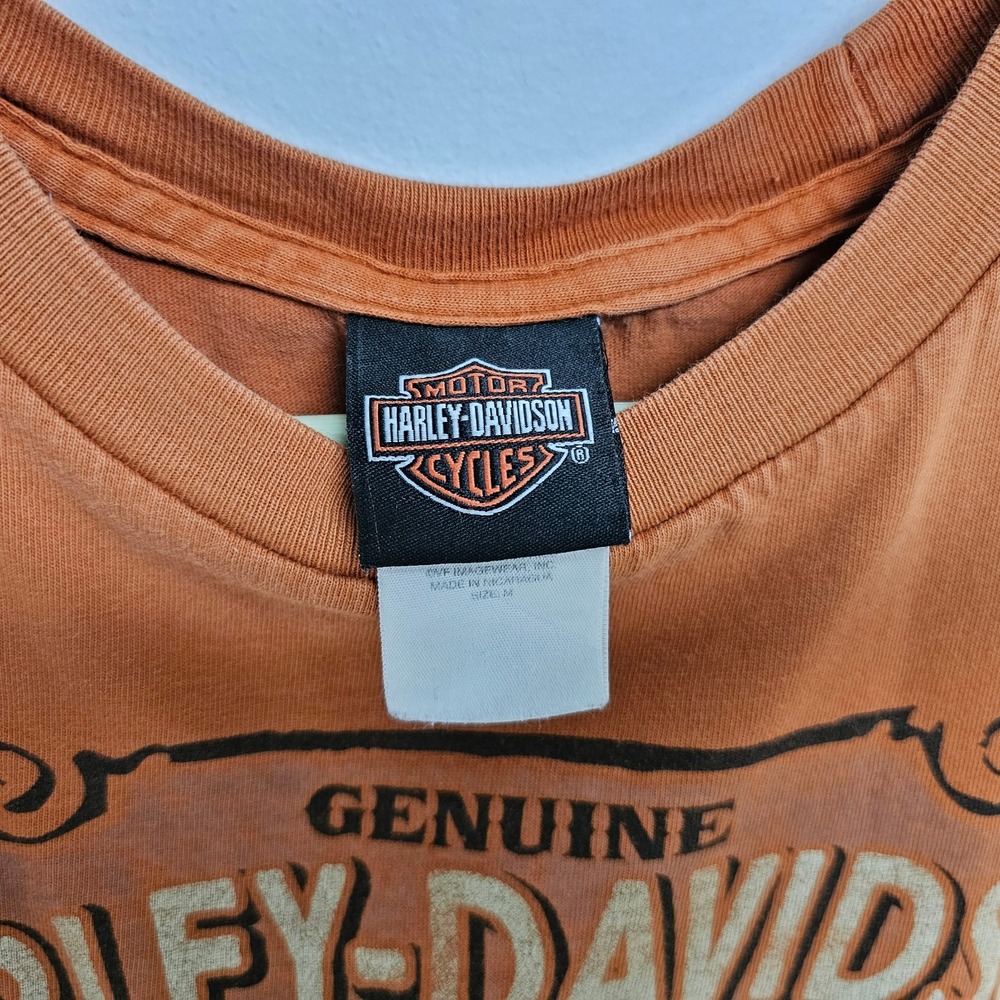 Harley Davidson Motorcycles Orange T-Shirt Atlanta Georgia Mens Medium Vintage - Picture 3 of 6